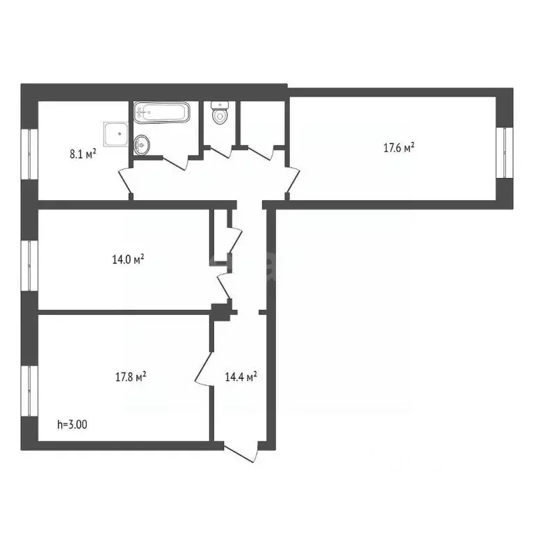 3-к кв. Красноярский край, Красноярск Свободный просп., 53 (77.4 м) - Фото 2