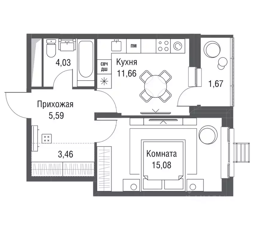 1-к кв. Московская область, Одинцово Одинбург жилой комплекс (41.49 м) - Фото 0