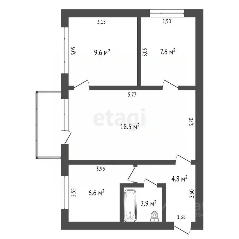 3-к кв. Амурская область, с. Тамбовка ул. Ленинская, 101 (50.0 м) - Фото 1