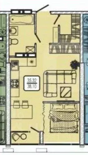 1-к кв. Приморский край, Владивосток Русская ул., 95 (40.0 м) - Фото 2