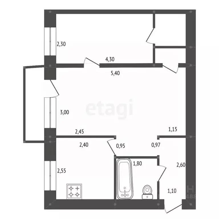 2-к кв. Амурская область, Белогорск ул. Скорикова, 18 (42.1 м) - Фото 1