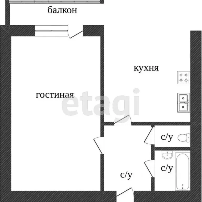 1-к кв. Белгородская область, Белгород ул. Есенина, 26 (34.0 м) - Фото 1