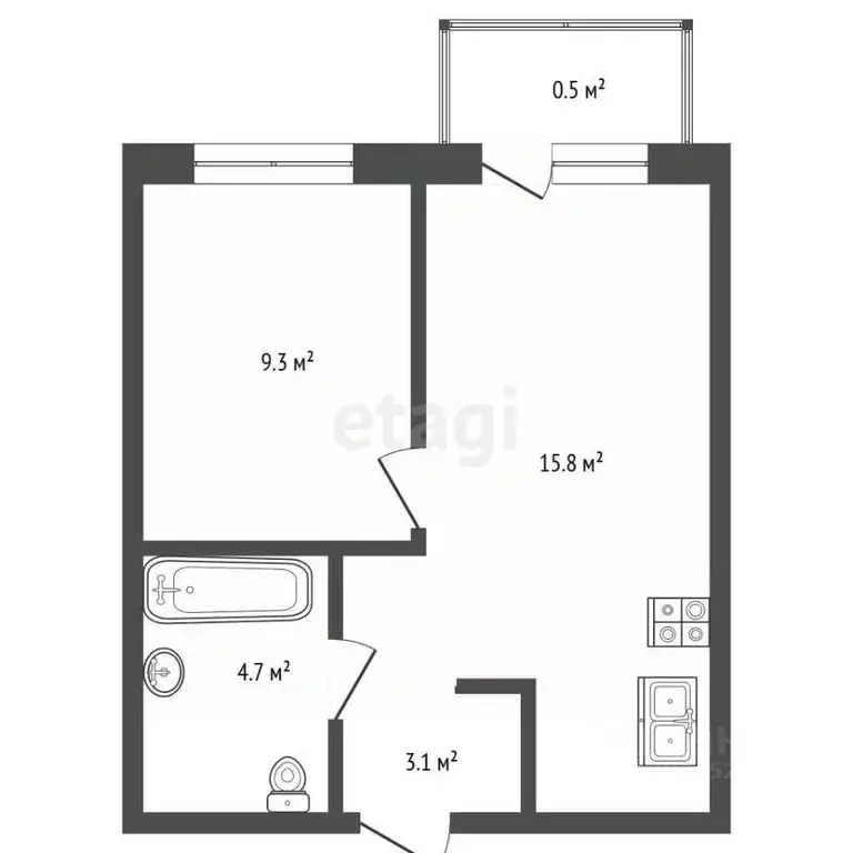 1-к кв. Нижегородская область, Нижний Новгород д. Утечино, ул. ... - Фото 2
