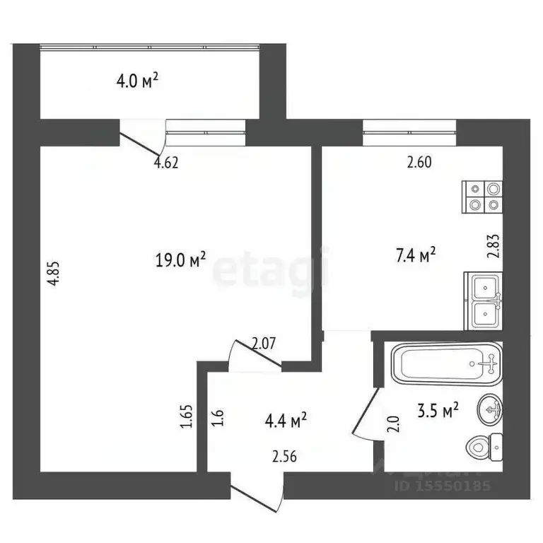 1-к кв. Самарская область, Самара ул. Гастелло, 37 (34.3 м) - Фото 0