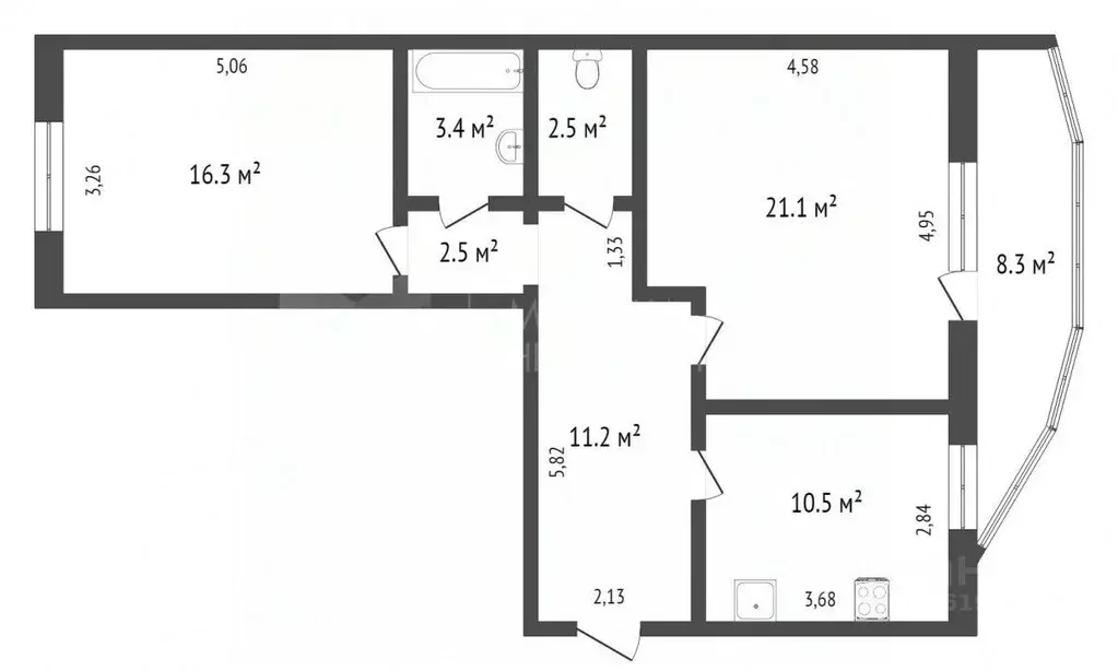 2-к кв. Тюменская область, Тюмень Тюменский-1 мкр, ул. Николая ... - Фото 1