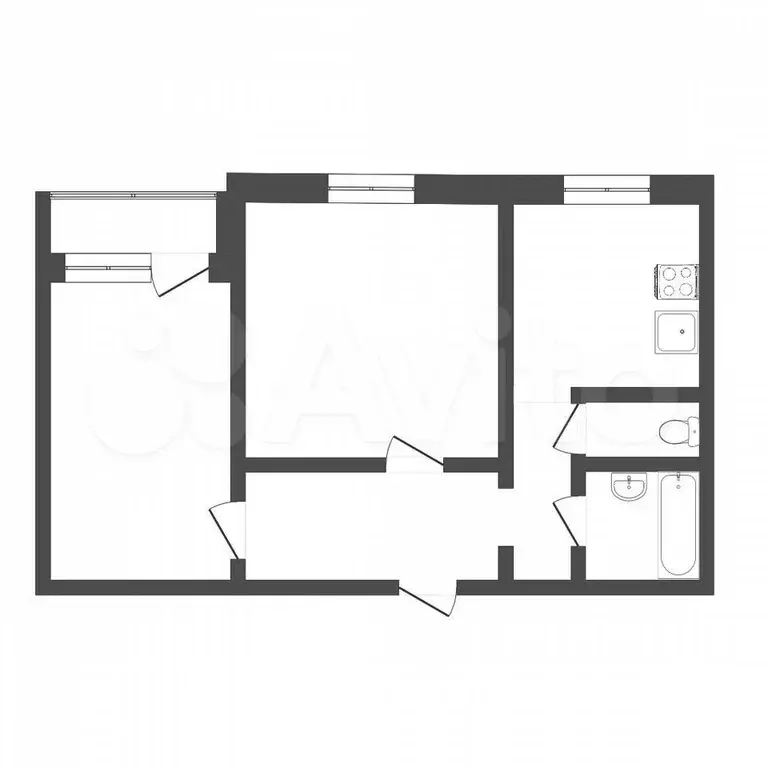 2-к. квартира, 50,1 м, 2/5 эт. - Фото 0