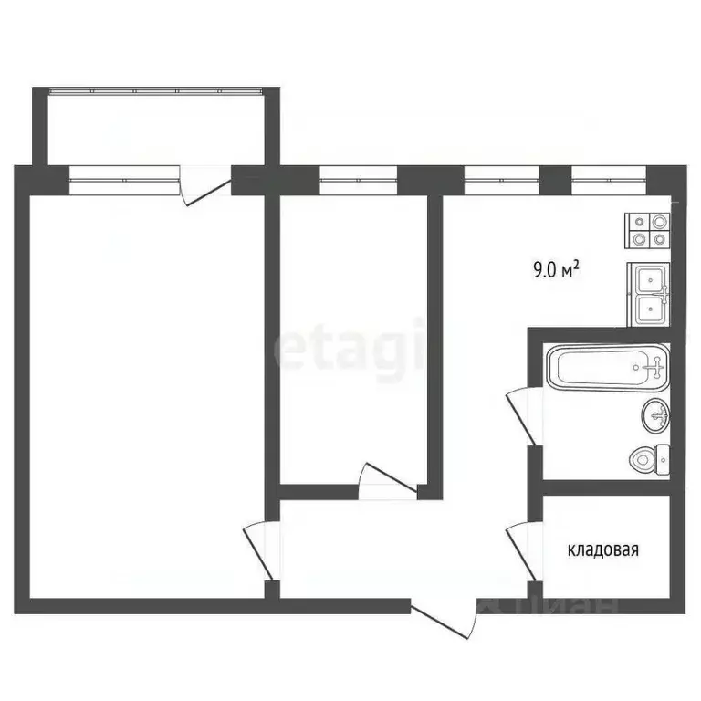 2-к кв. Ростовская область, Ростов-на-Дону просп. Стачки, 22 (44.3 м) - Фото 1