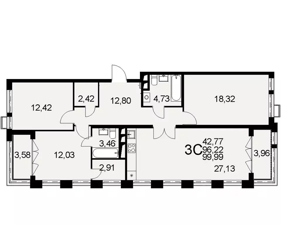 3-к кв. Тульская область, Тула Путейская ул., 11 (99.99 м) - Фото 0