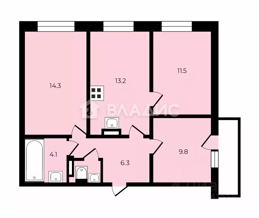 3-к кв. Ленинградская область, Мурино Всеволожский район, ул. ... - Фото 1