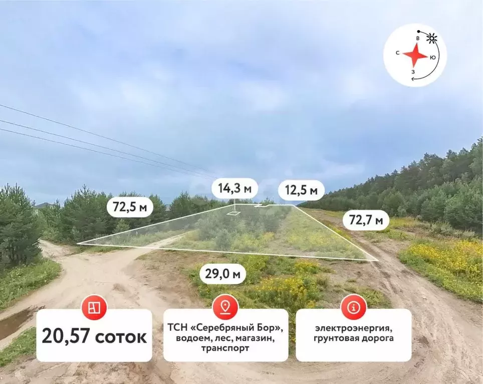 Участок в Тюменская область, Тюменский муниципальный округ, Серебряный ... - Фото 1