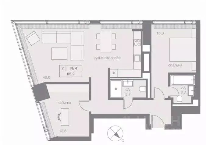 2-к кв. Москва Краснопресненская наб., 14Ак3 (85.2 м) - Фото 1