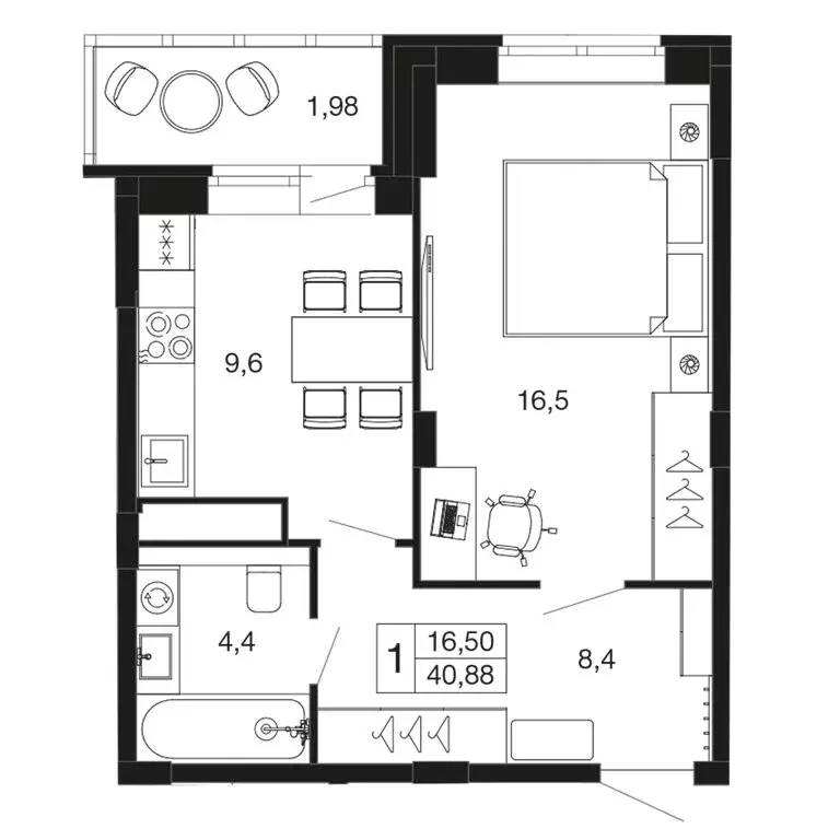 1-комнатная квартира: Апрелевка, жилой комплекс Времена Года, к2 (40.3 ... - Фото 1