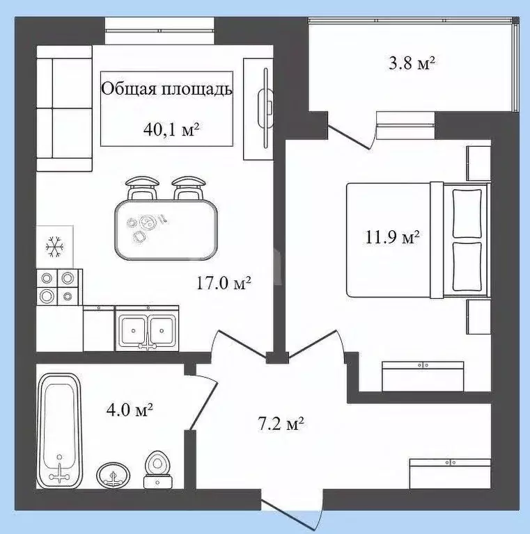 1-к кв. Новосибирская область, Кольцово рп ш. Векторное, 4 (40.1 м) - Фото 0