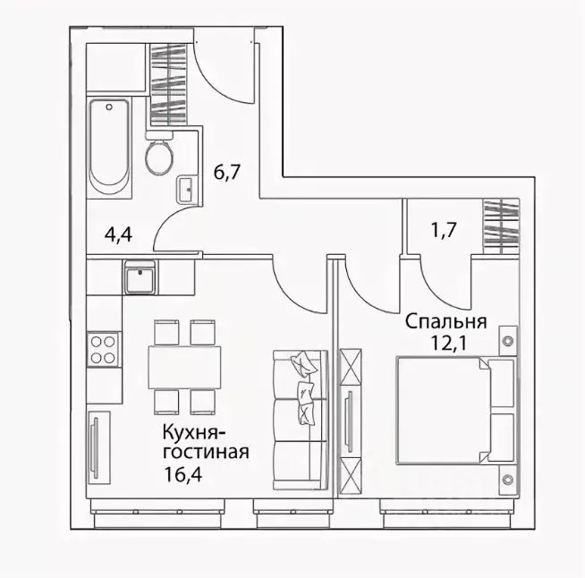 1-к кв. Москва ул. Василия Ланового, 1к1 (41.0 м) - Фото 2