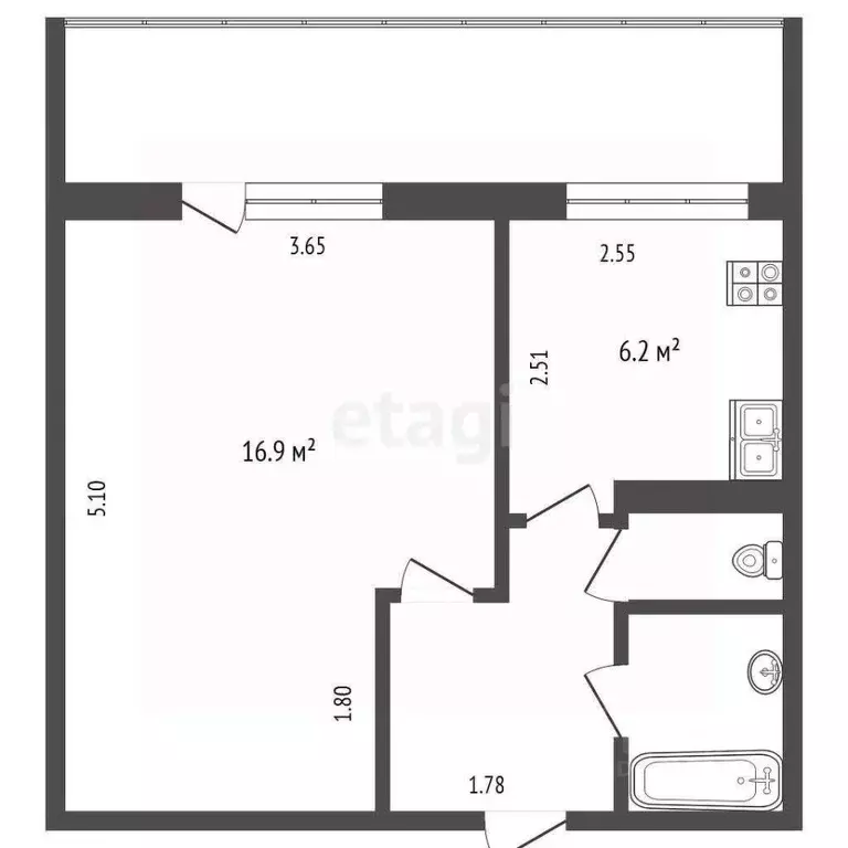 1-к кв. Тюменская область, Тюмень ул. Муравленко, 15а (30.0 м) - Фото 2
