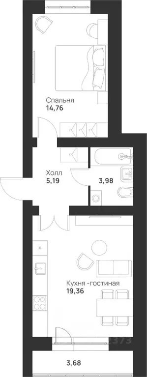 1-к кв. Тульская область, Тула ул. Героя России Зиничева, 2 (46.97 м) - Фото 0