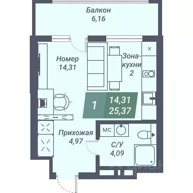 Студия Новосибирская область, Новосибирск Светлановская ул., 46/1 ... - Фото 0