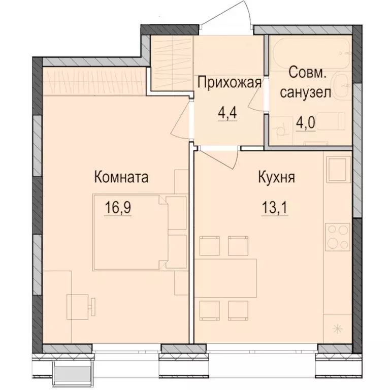 1-комнатная квартира: Казань, жилой комплекс Паркмаяк (38.2 м) - Фото 0