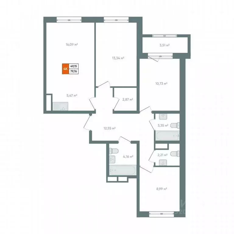 4-к кв. Иркутская область, Иркутск ул. Березовая Роща, 13Б (83.0 м) - Фото 2