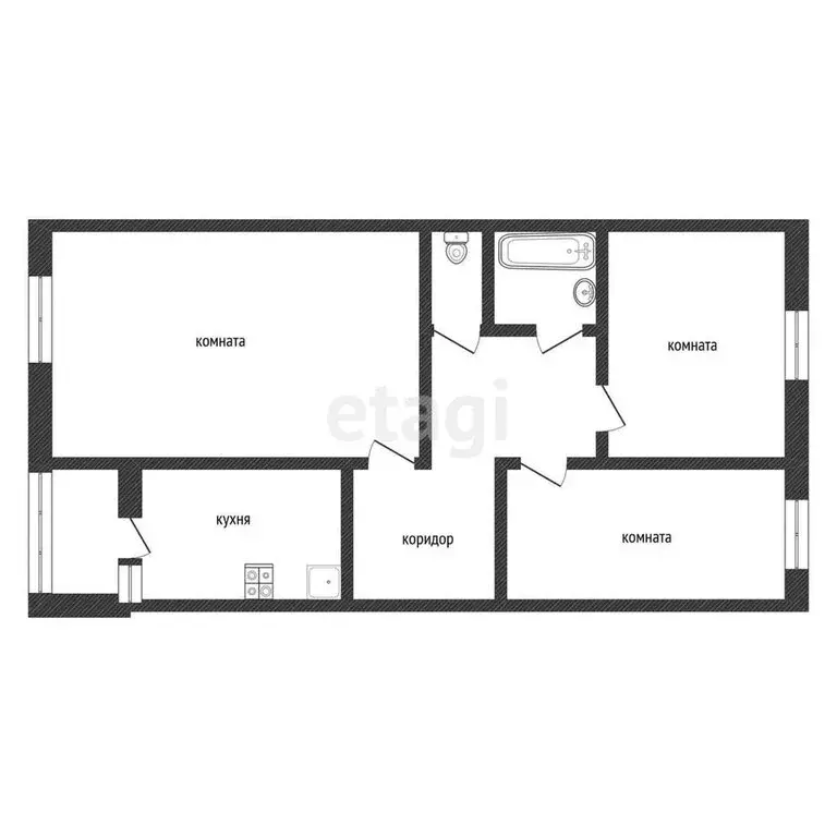 3-комнатная квартира: городской посёлок Будогощь, Советская улица, 107 ... - Фото 1