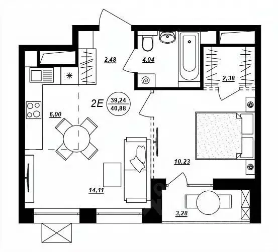 2-к кв. Хабаровский край, Хабаровск ул. Демьяна Бедного (40.88 м) - Фото 1