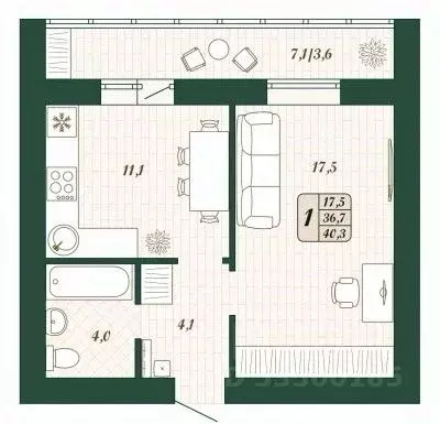 1-к кв. Самарская область, Волжский район, Смышляевка городское ... - Фото 1