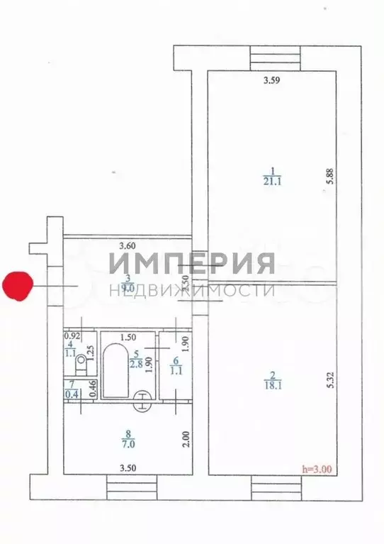 2-к. квартира, 60,6 м, 3/3 эт. - Фото 0