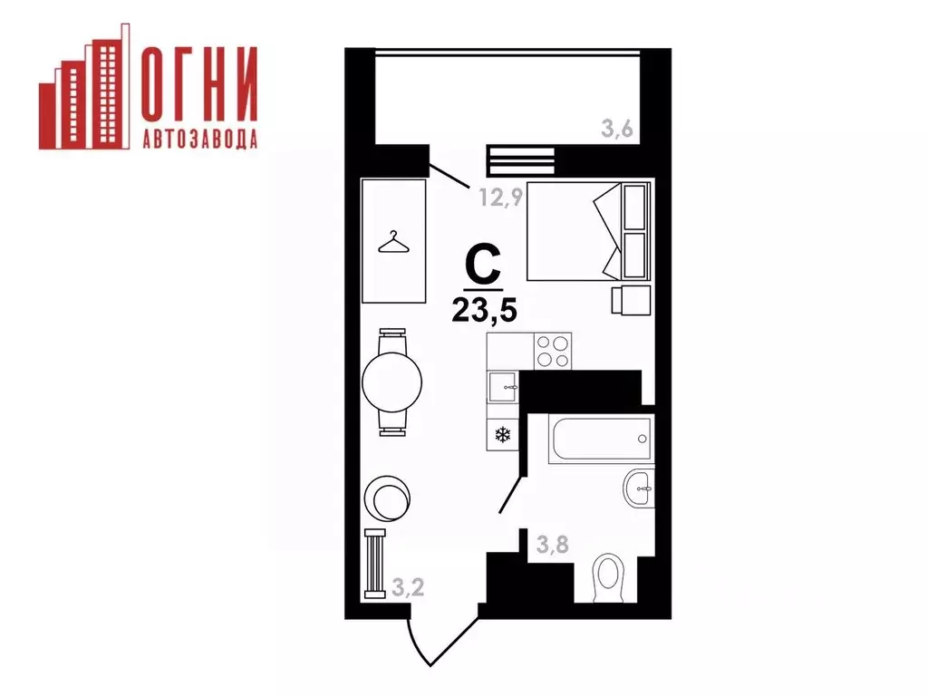 Студия Нижегородская область, Нижний Новгород Коломенская ул., 8к4 ... - Фото 1