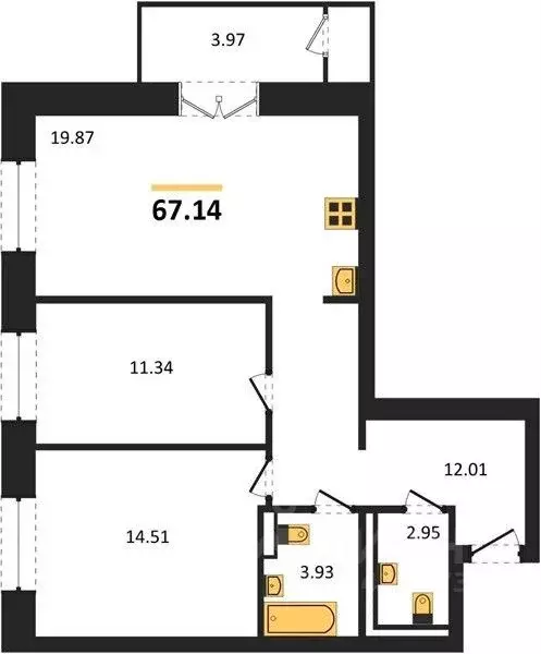 2-к кв. Кировская область, Киров ул. Дмитрия Козулева, 9к2 (67.14 м) - Фото 2