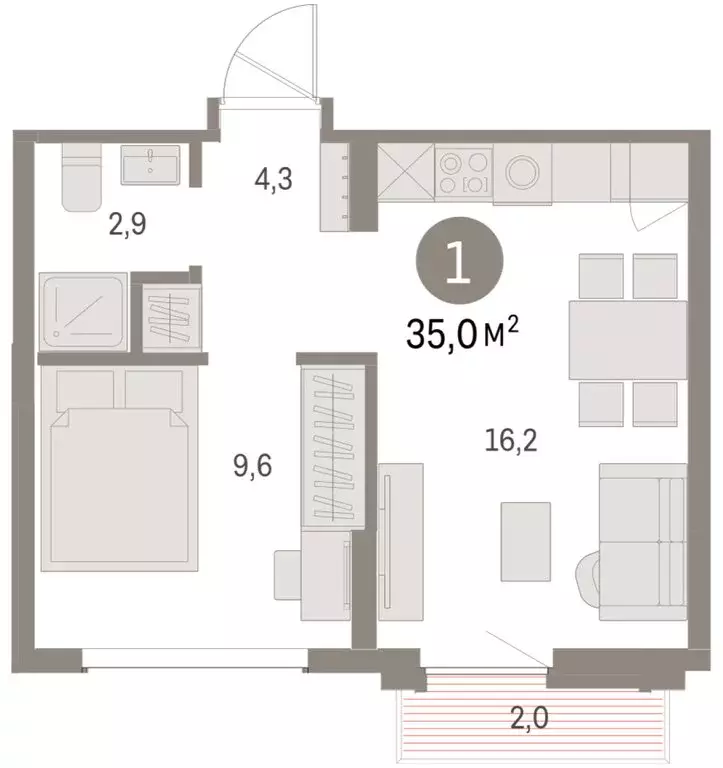 1-комнатная квартира: Екатеринбург, микрорайон Академический, 19-й ... - Фото 2