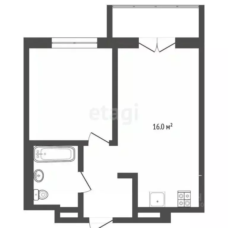 1-к кв. Тюменская область, Тюмень ул. Юрия Рогачева, 9к2 (40.0 м) - Фото 2