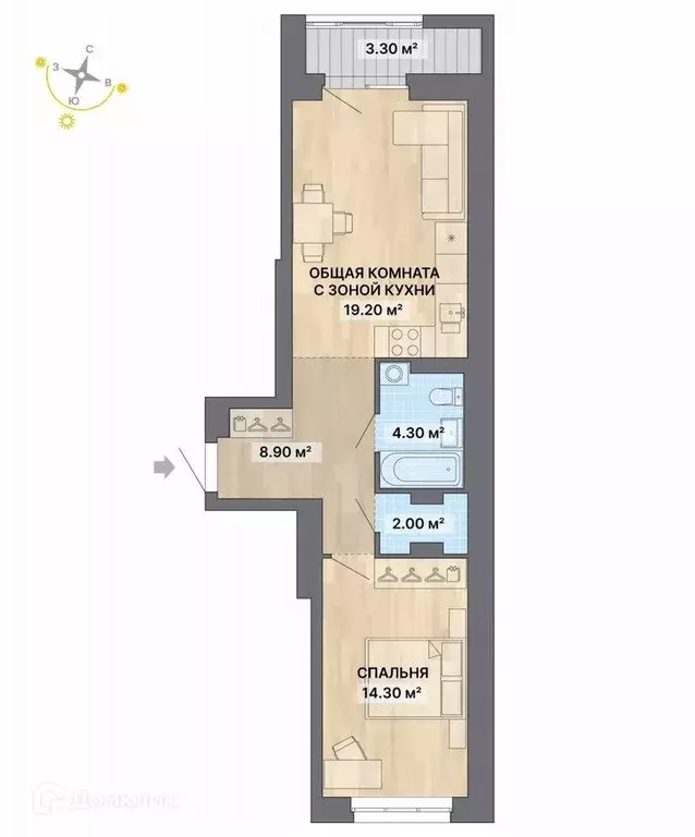 Продаётся 1-к квартира, 52 м - Фото 1