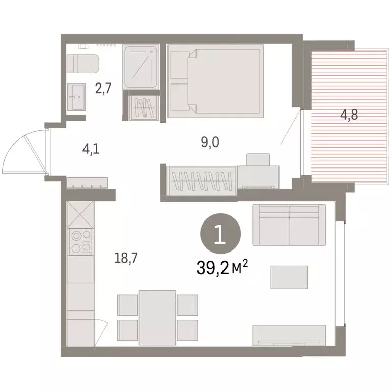 1-комнатная квартира: Екатеринбург, микрорайон Академический, 19-й ... - Фото 1