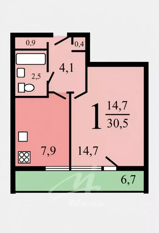 1-к кв. Москва Ферганская ул., 11К6 (30.8 м) - Фото 2
