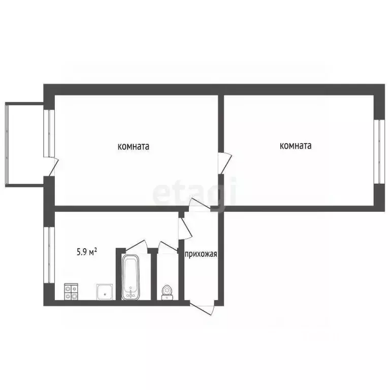 2-к кв. Ярославская область, Ярославль Волгоградская ул., 43 (45.3 м) - Фото 1