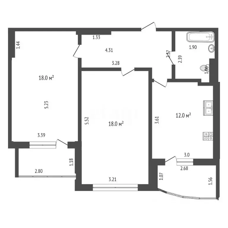 2-к кв. Самарская область, Самара ул. Георгия Димитрова, 108 (67.0 м) - Фото 1