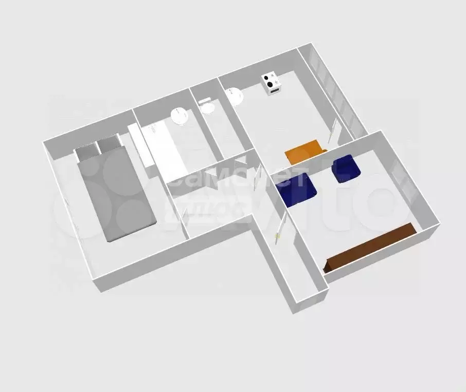 2-к. квартира, 51 м, 3/3 эт. - Фото 1