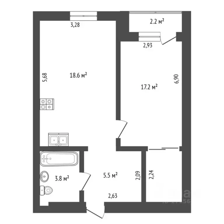 1-к кв. Тюменская область, Тюмень Комбинатская ул., 54к2 (45.0 м) - Фото 2