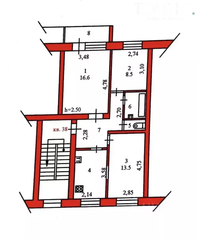 3-к кв. Пензенская область, Пенза Вадинская ул., 11а (61.8 м) - Фото 1