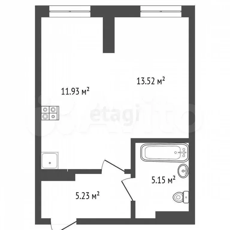 Квартира-студия, 35,6 м, 1/31 эт. - Фото 0