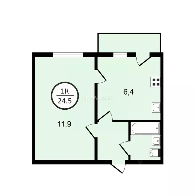 1-к кв. Владимирская область, Владимир ул. Диктора Левитана, 3 (24.5 ... - Фото 1