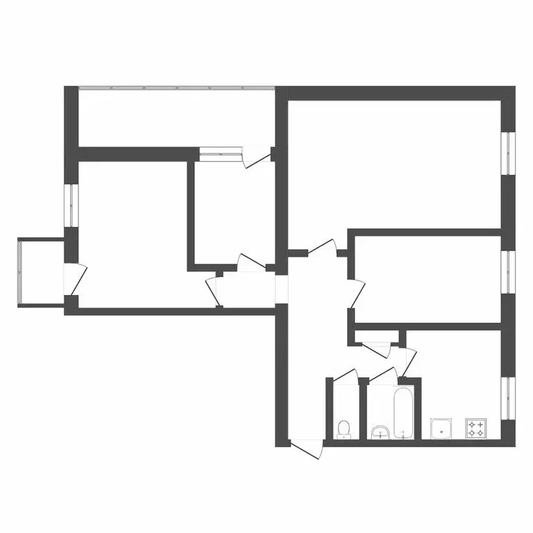 4-комнатная квартира: Тюмень, улица Республики, 164 (68.1 м) - Фото 1