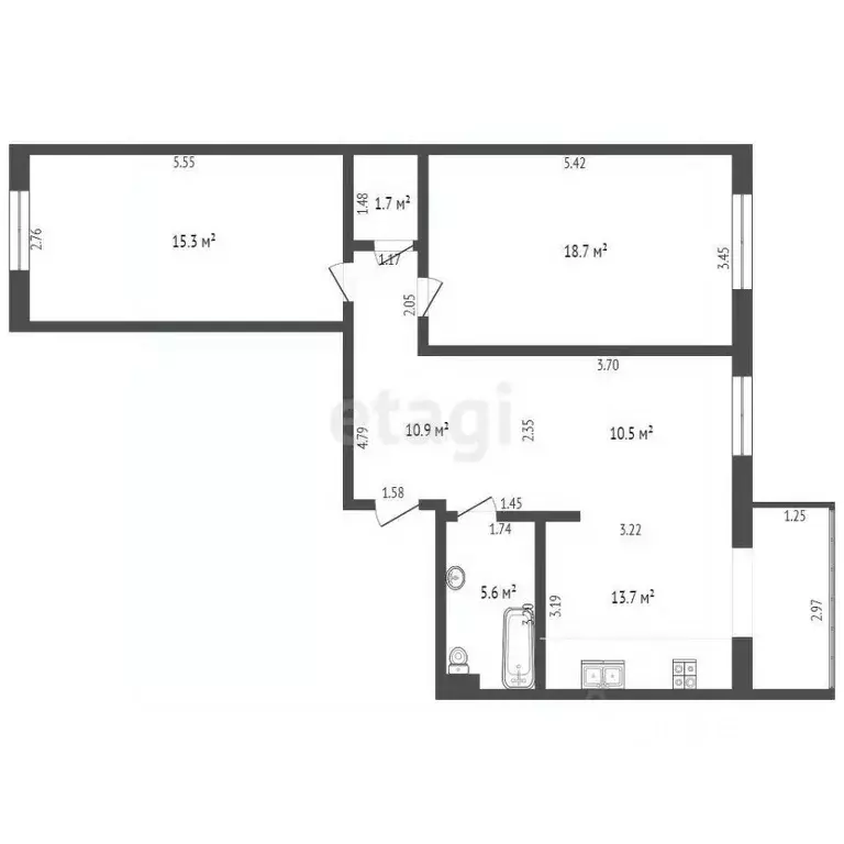3-к кв. Саха (Якутия), Якутск ул. Курнатовского, 2/1 (76.4 м) - Фото 2