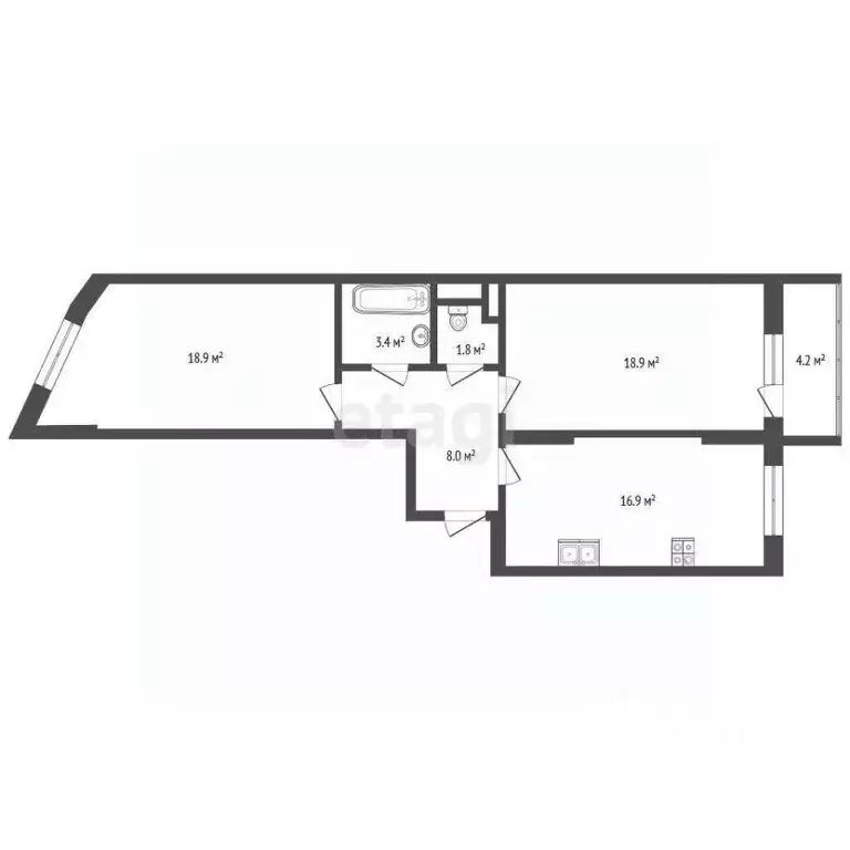 2-к кв. Московская область, Долгопрудный Новый бул., 2 (67.9 м) - Фото 2