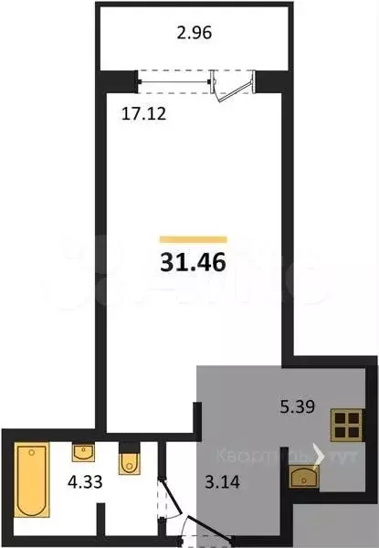 Квартира-студия, 31,5 м, 4/24 эт. - Фото 0