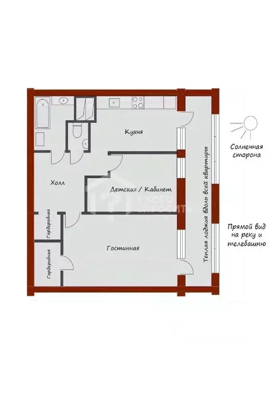 2-к кв. Санкт-Петербург Ушаковская наб., 1к3А1 (57.8 м) - Фото 1