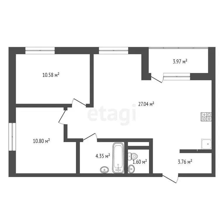 2-комнатная квартира: Патрушева, улица Александра Пушкина, 14 (59 м) - Фото 0