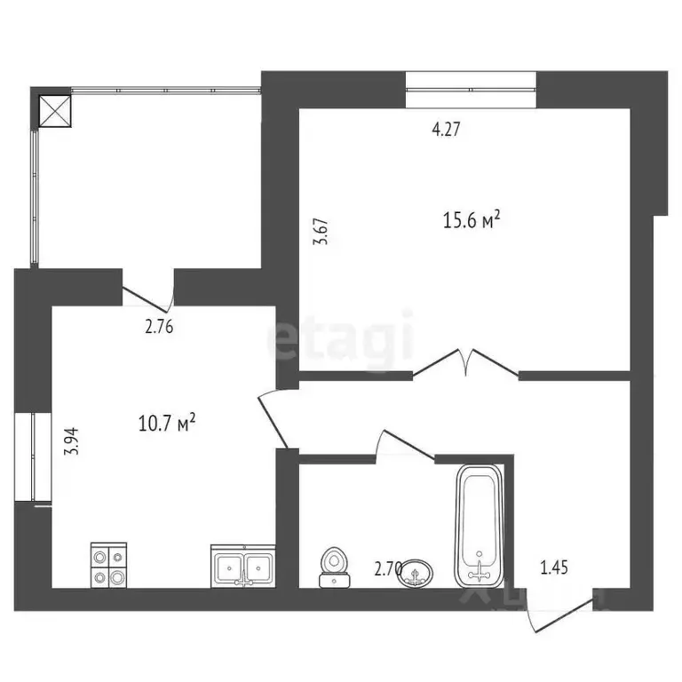 2-к кв. Коми, Сыктывкар ул. Морозова, 205 (46.6 м) - Фото 1