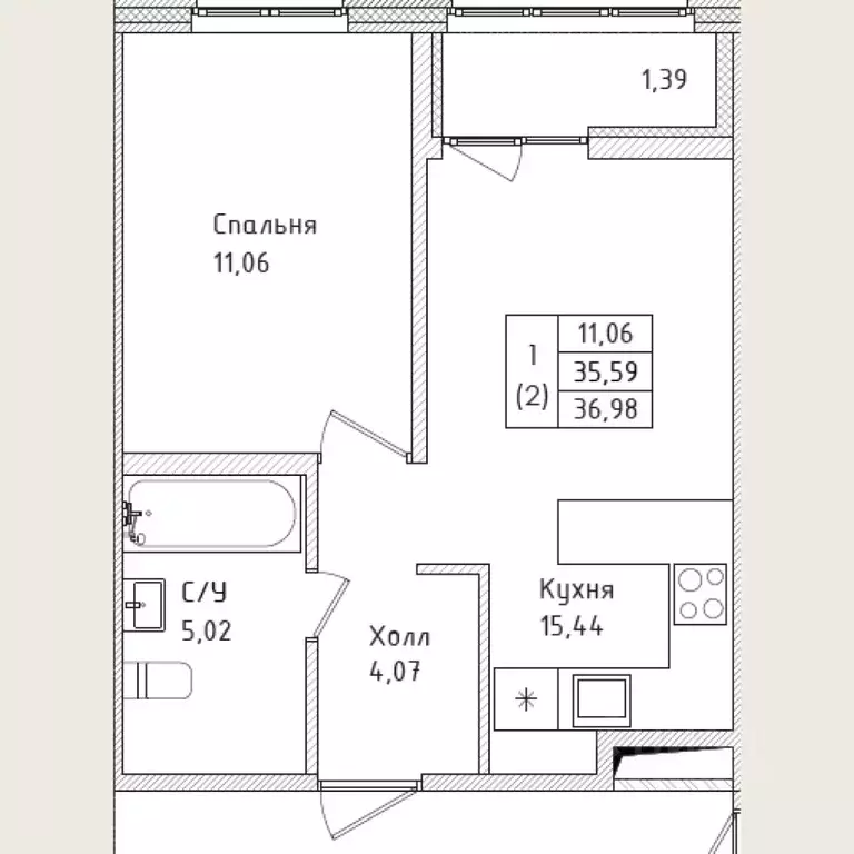 1-к кв. Ленинградская область, Всеволожск Южный мкр, ул. Крымская, 3 ... - Фото 0