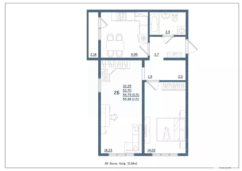 2-к кв. Тверская область, Тверь Новочеркасская ул., 49 (55.88 м) - Фото 2